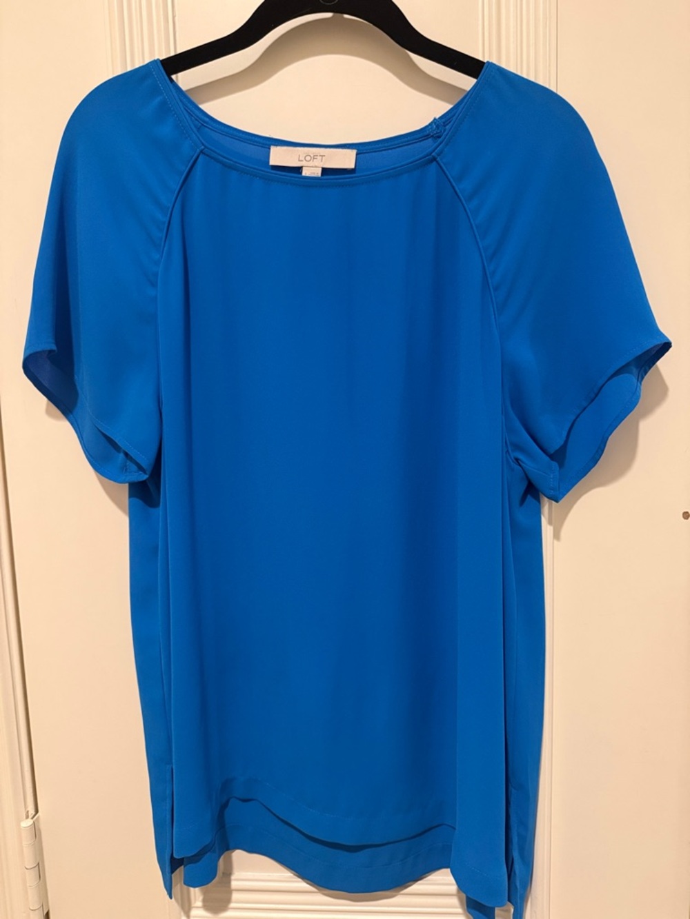 LOFT Blue Flutter Sleeve Blouse